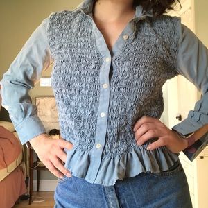 Vintage ruffle button down blouse